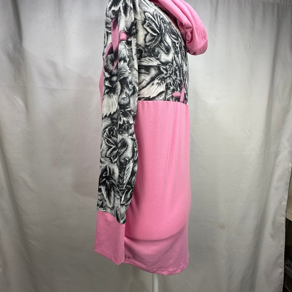 LuLaRoe Amber Hoodie Womens Small Pink Floral Breast Cancer Ribbon Pullover S - Picture 6 of 10
